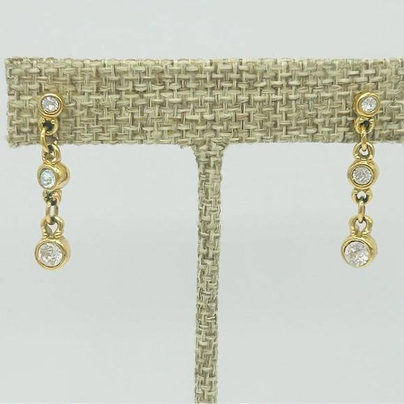 Swarovski Crystal Gold Drop Earrings - Picture 1 of 3